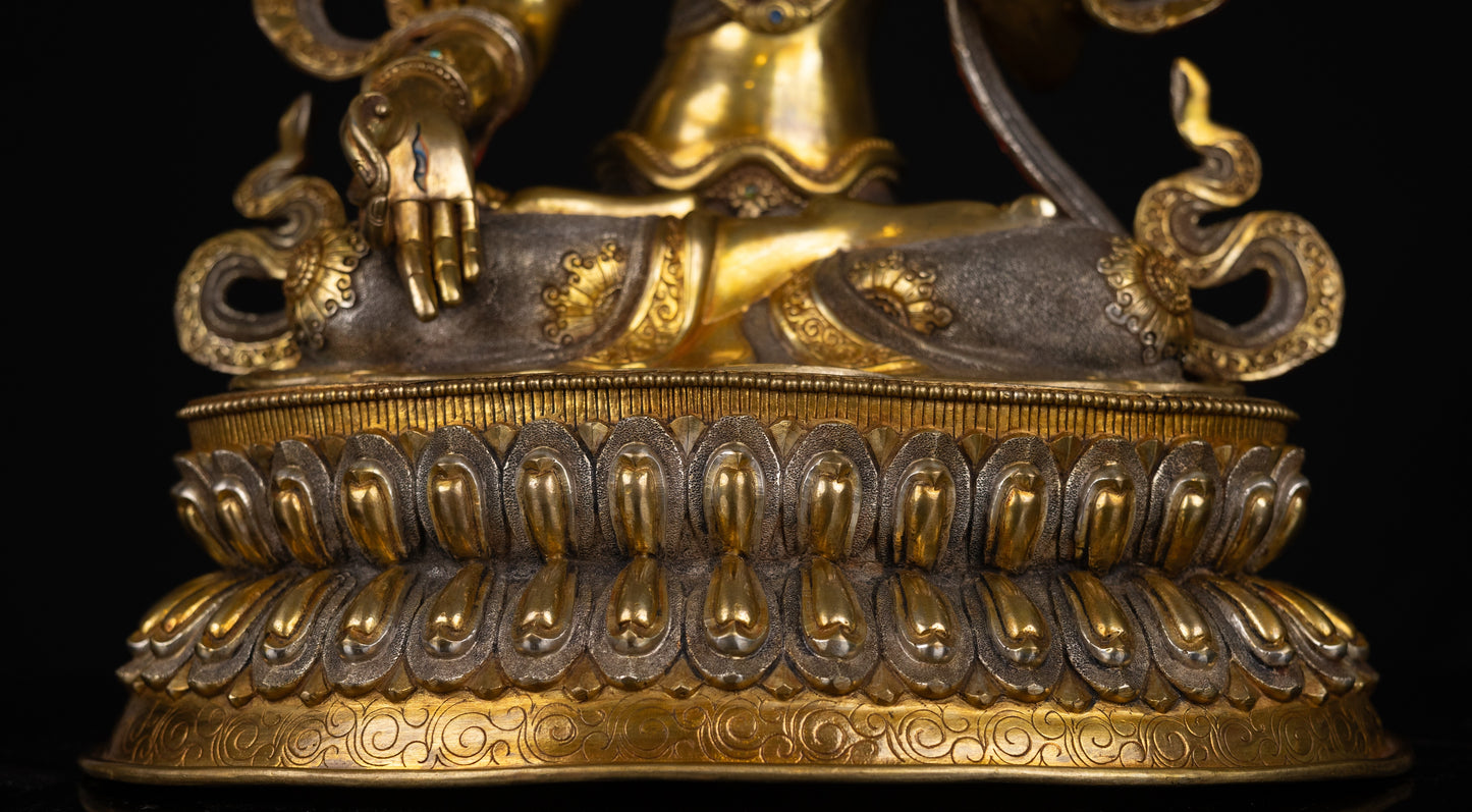 Tibetan Buddhism Gold Face Goddess White Tara Rupa Dolma Gold Plated Copper Statue Sculpture Figure Nepal free