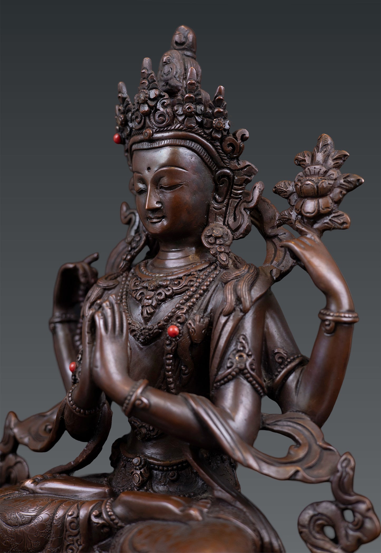 Tibetan Buddhism Lord Chenrezig Khacheri Pure Oxide Copper Statue Sculpture Nepal free 116