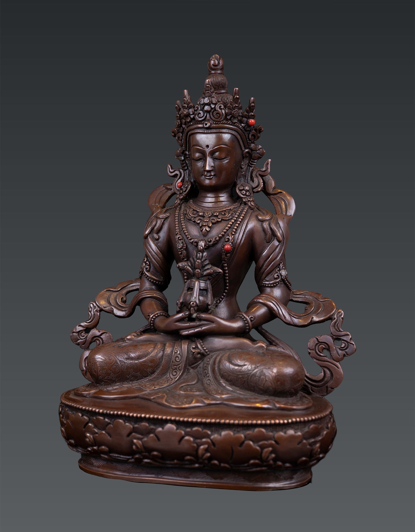 Tibetan Buddhism Aparmita Amitayus Buddha Pure Copper Oxide Statue Sculpture Nepal free