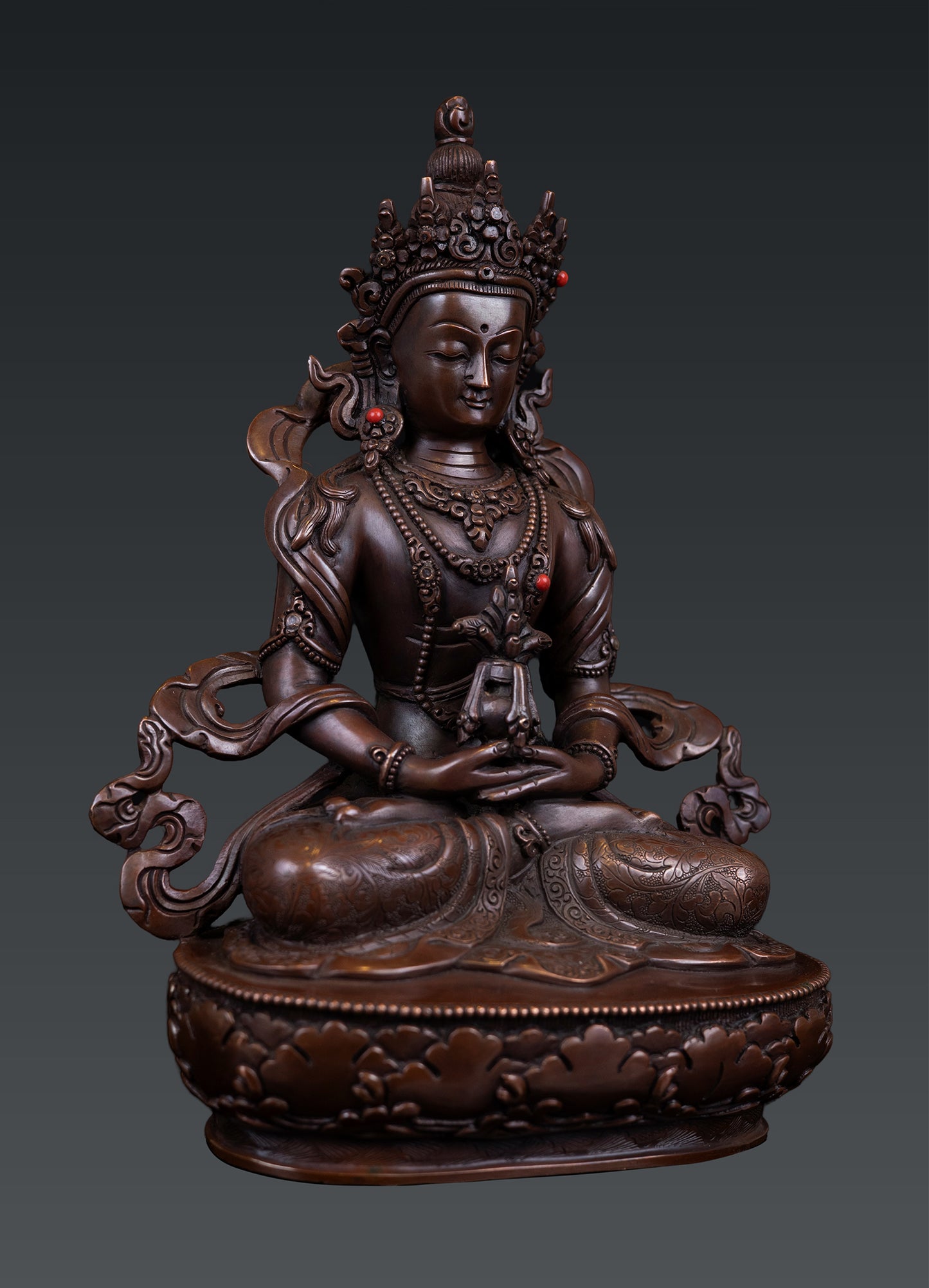 Tibetan Buddhism Aparmita Amitayus Buddha Pure Copper Oxide Statue Sculpture Nepal free