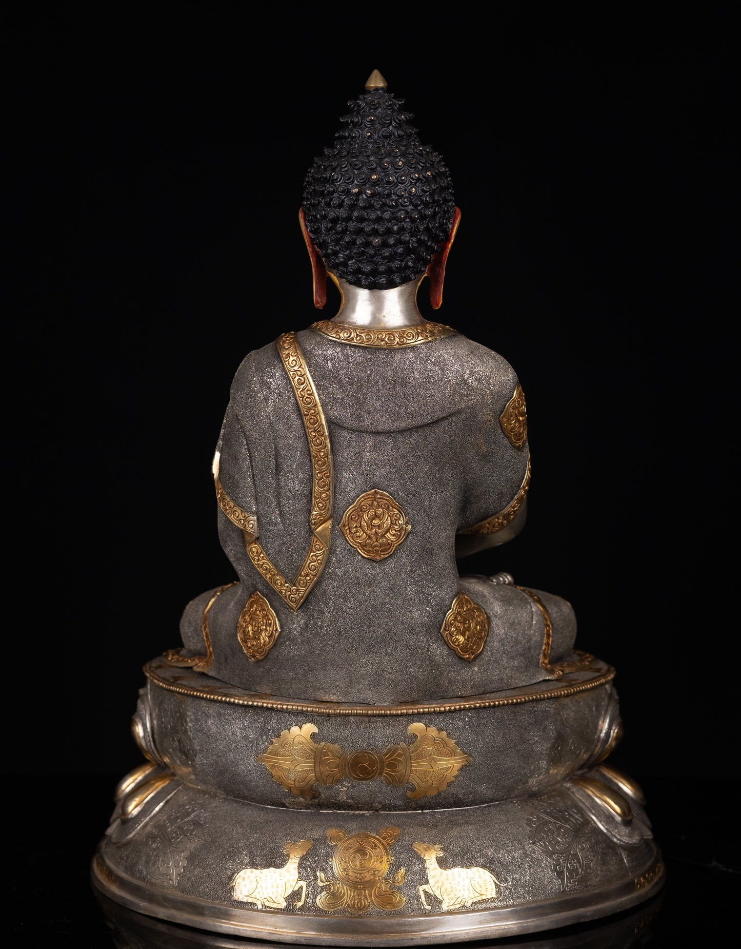 Tibetan Buddhism Gold Face Hand Paint Lord Amitabha Buddha Opakme Silver Gold Plated Copper Hand Craved Statue Sculpture Figure Nepal free