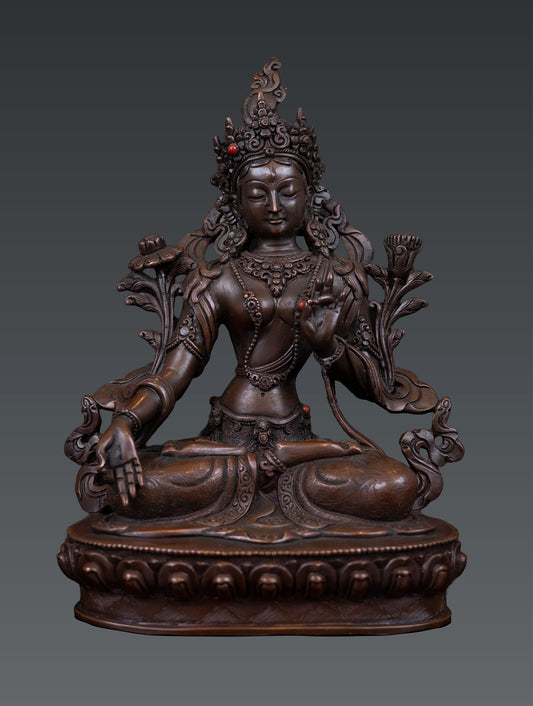 Tibetan Buddhism Goddess White Tara Rupa Pure Copper Oxide Statue Sculpture Nepal free