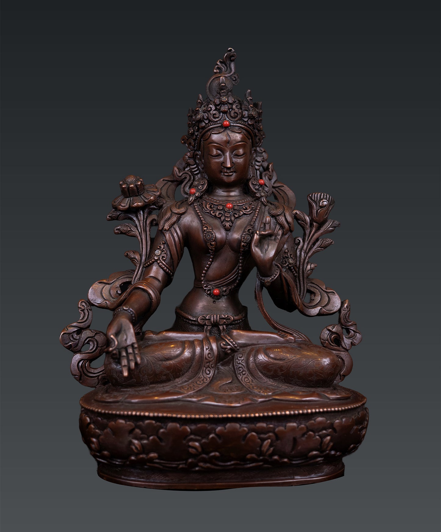 Buddhism Tibetan Goddess White Tara Rupa Pure Copper Oxide Statue Sculpture Nepal free 121
