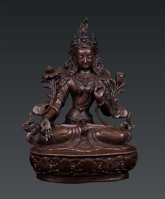 Buddhism Tibetan Goddess White Tara Rupa Pure Copper Oxide Statue Sculpture Nepal free 121