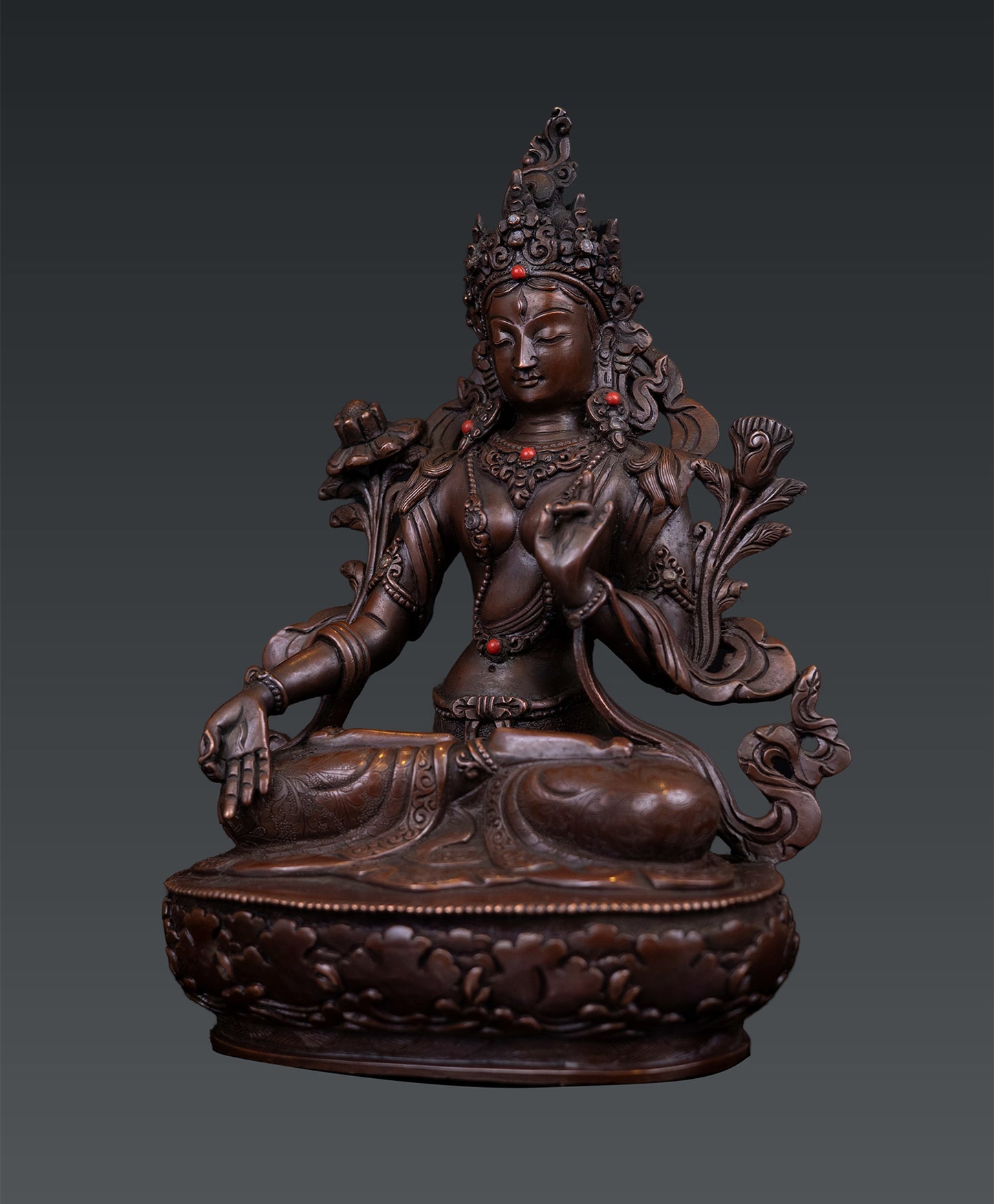 Buddhism Tibetan Goddess White Tara Rupa Pure Copper Oxide Statue Sculpture Nepal free 121