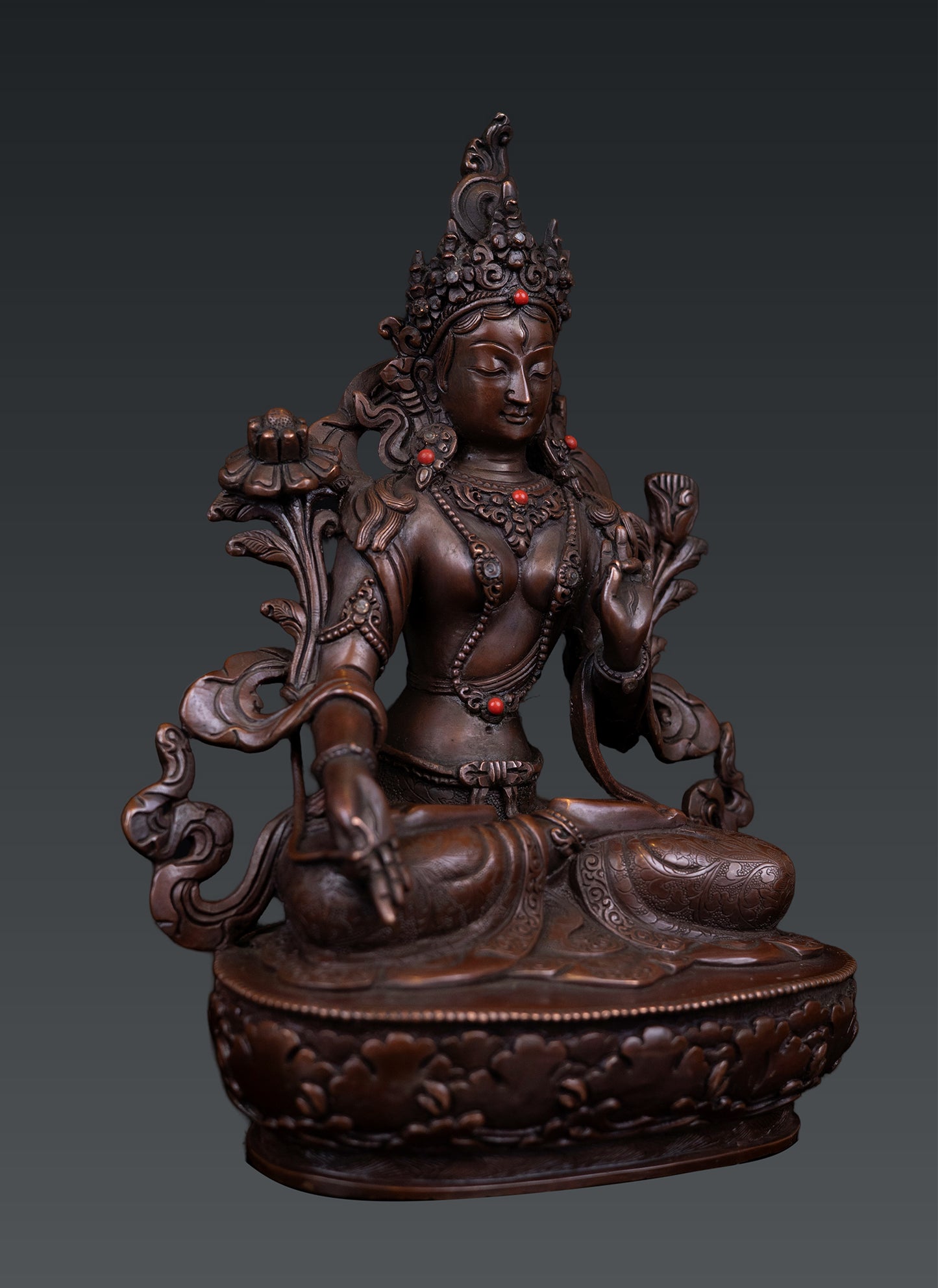 Buddhism Tibetan Goddess White Tara Rupa Pure Copper Oxide Statue Sculpture Nepal free 121