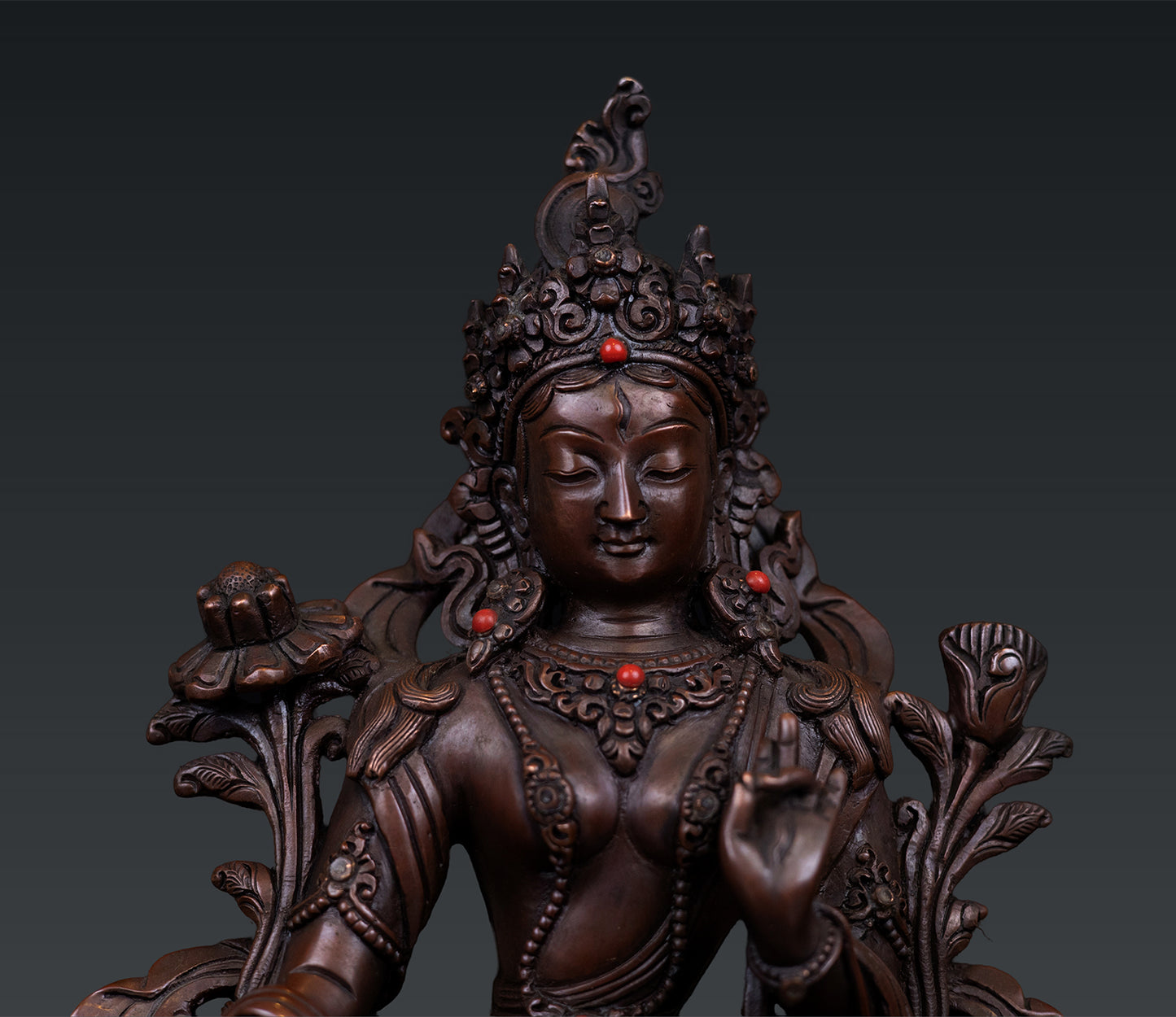 Buddhism Tibetan Goddess White Tara Rupa Pure Copper Oxide Statue Sculpture Nepal free 121