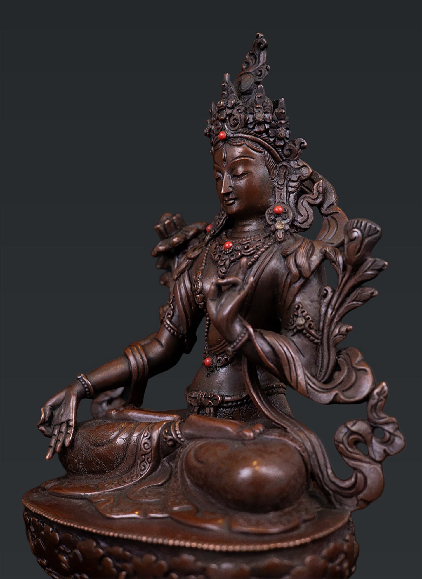 Buddhism Tibetan Goddess White Tara Rupa Pure Copper Oxide Statue Sculpture Nepal free 121