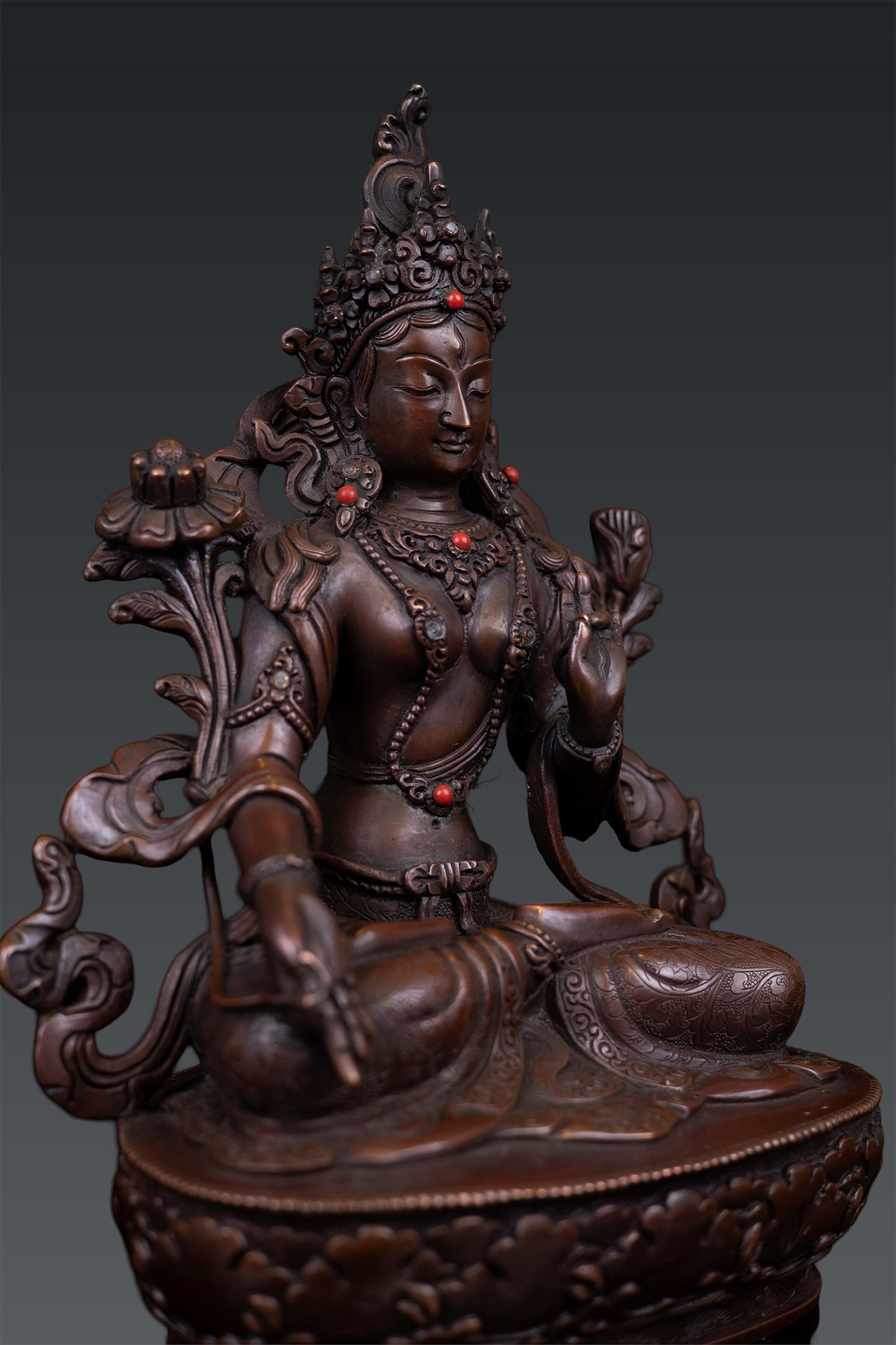 Buddhism Tibetan Goddess White Tara Rupa Pure Copper Oxide Statue Sculpture Nepal free 121