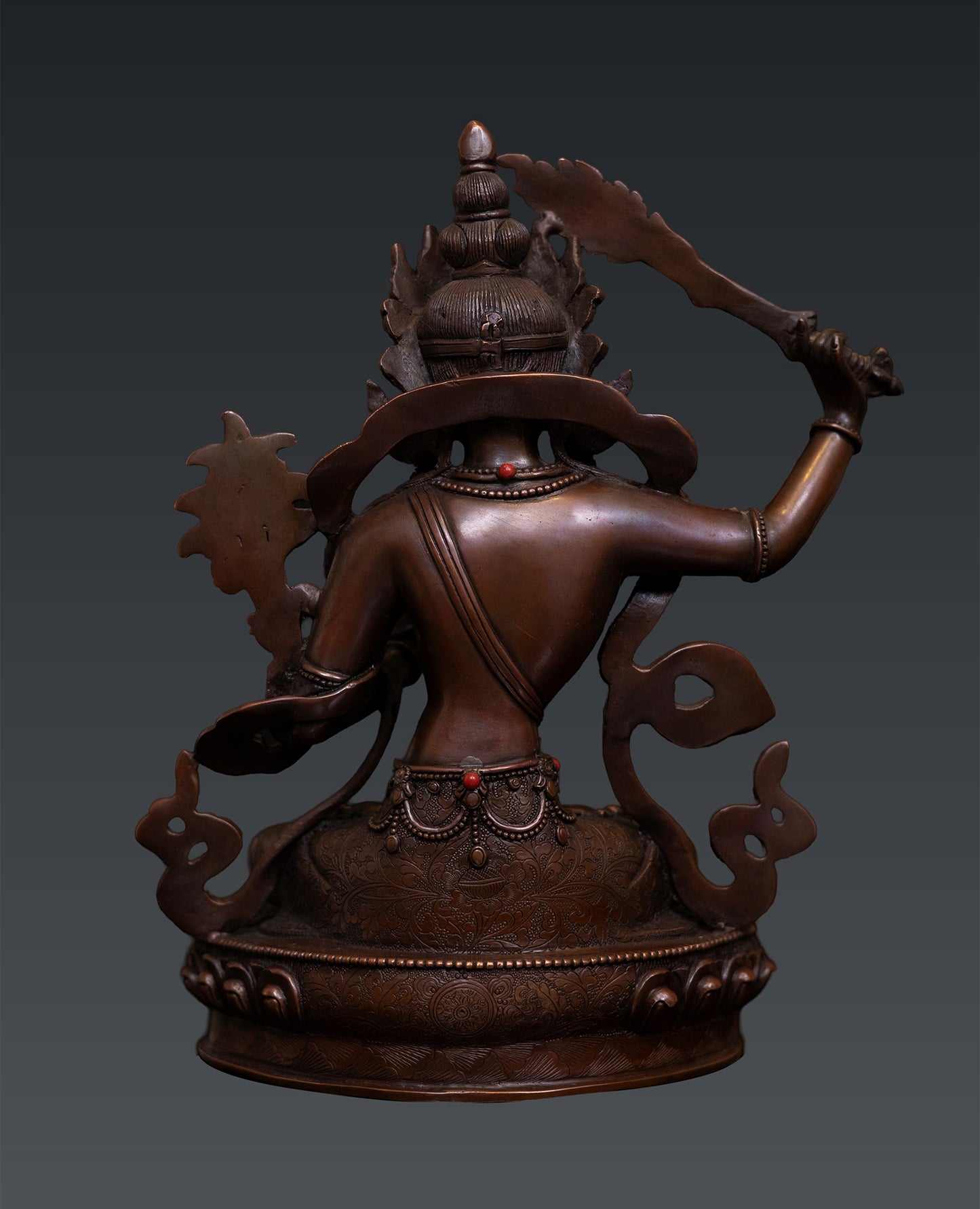 Tibetan Buddhism Lord Maha Manjushree Manjusri Pure Copper Oxide Statue Sculpture free 119e