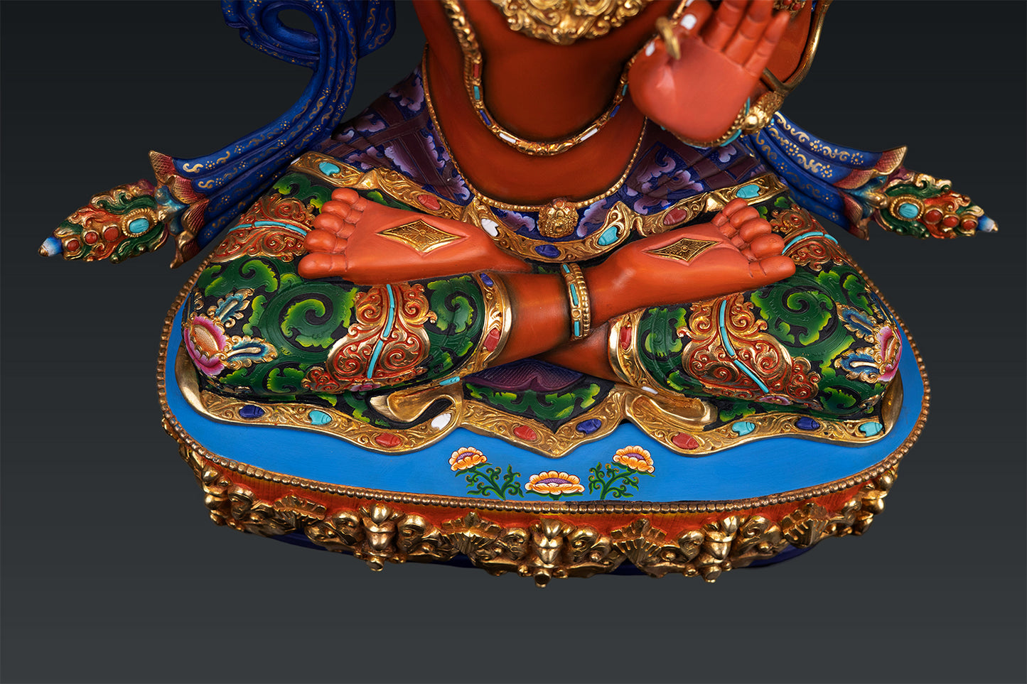 Unique Tibetan Buddhism Lord Manjushree Fine Hand Painting Pure Copper Statue Sculpture Figure Nepal free 137