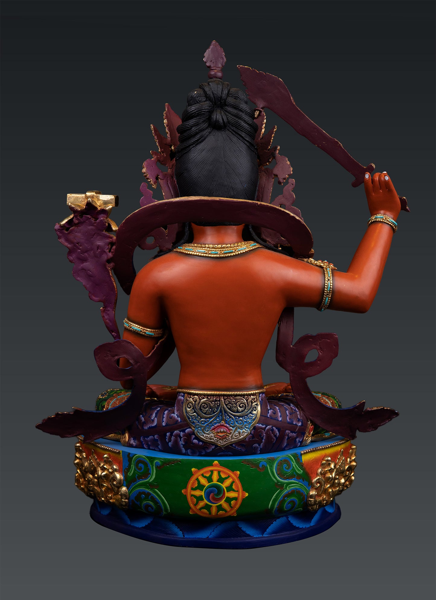 Unique Tibetan Buddhism Lord Manjushree Fine Hand Painting Pure Copper Statue Sculpture Figure Nepal free 137