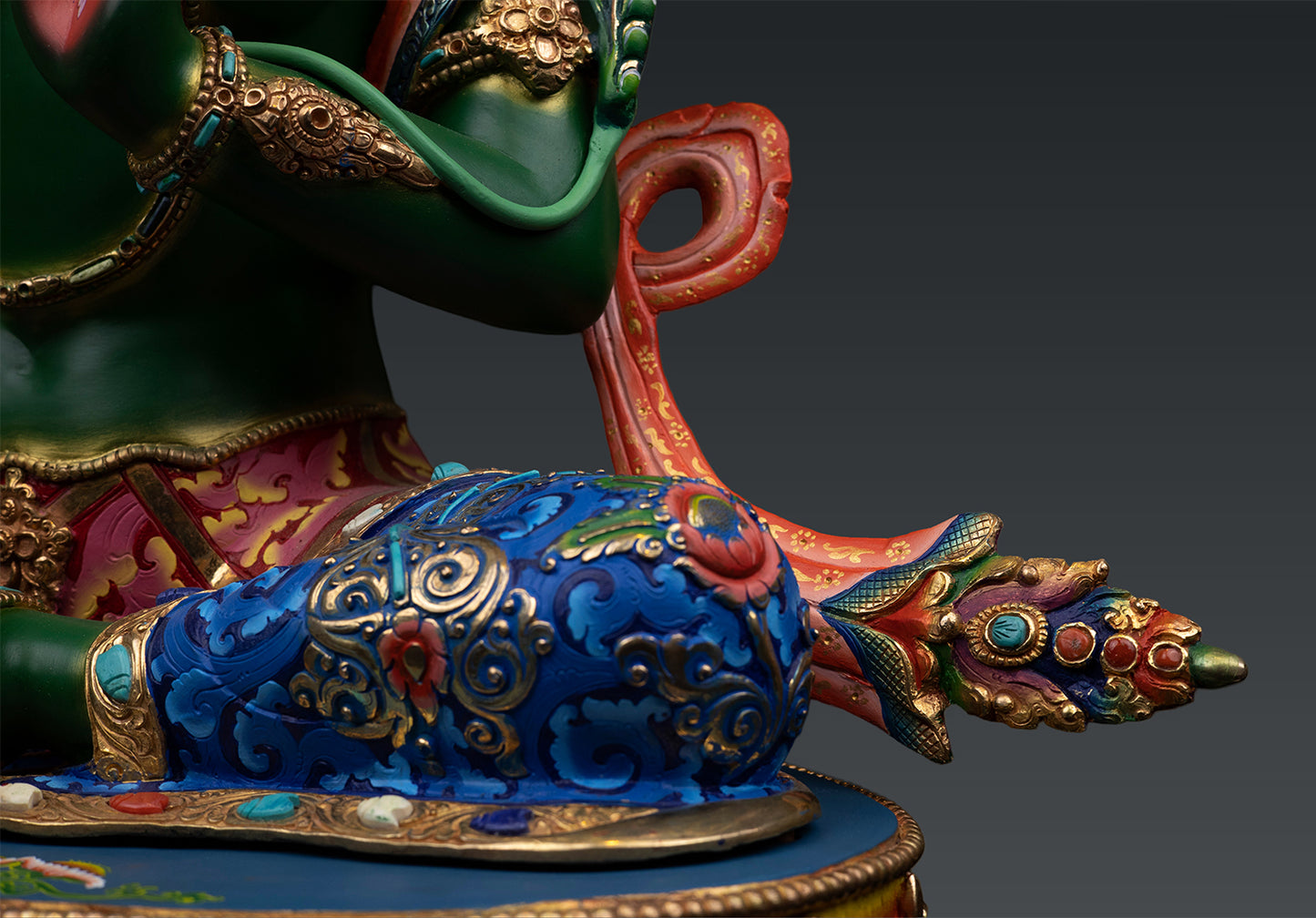 Unique Tibetan Buddhism Goddess Green Tara Rupa Hand Painting Copper Statue Sculpture Nepal free 138
