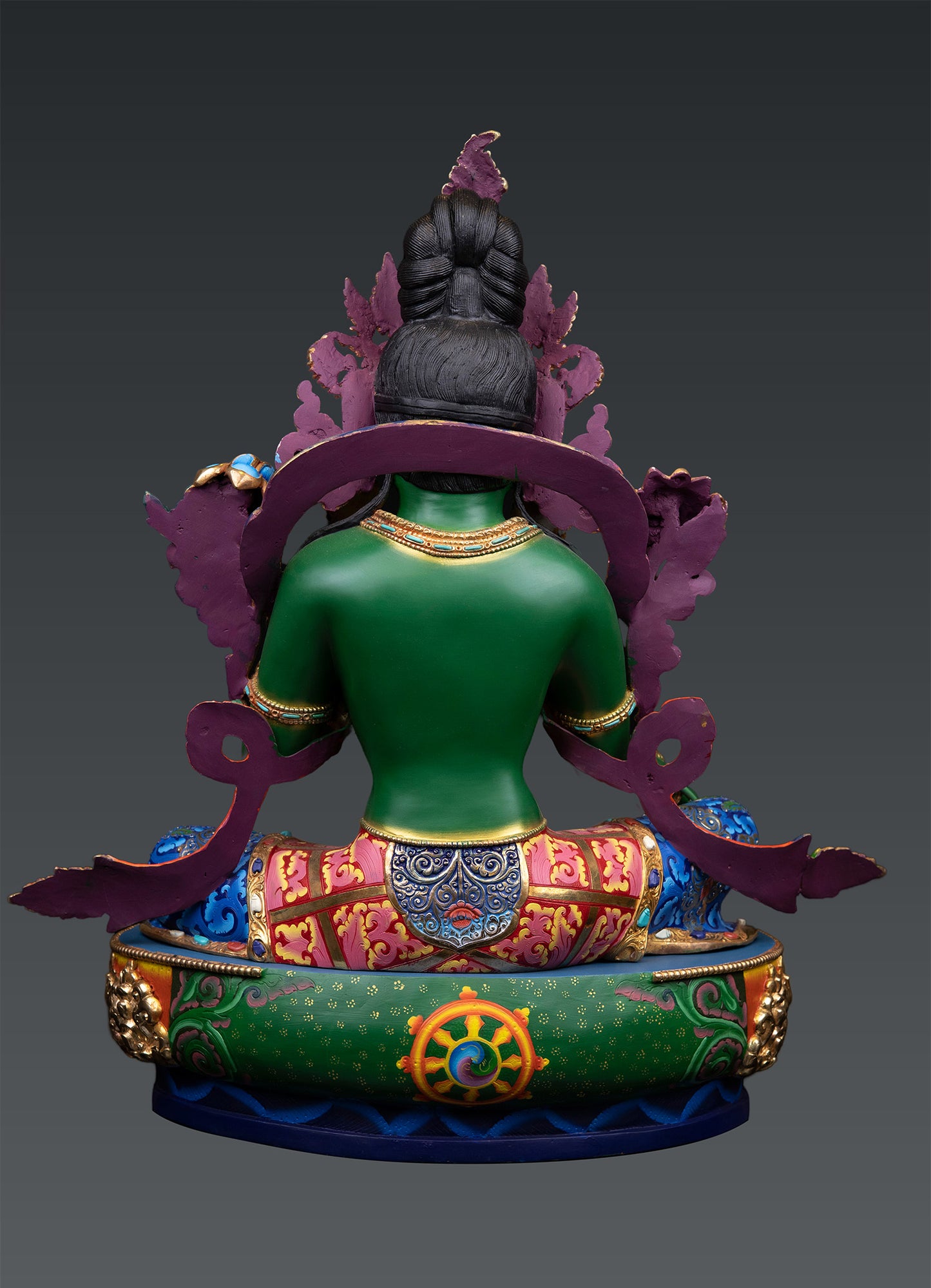 Unique Tibetan Buddhism Goddess Green Tara Rupa Hand Painting Copper Statue Sculpture Nepal free 138
