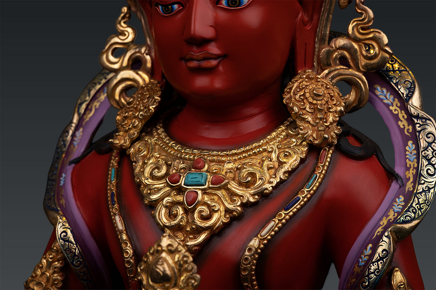 Unique Tibetan Buddhism Lord Aparamita Amitayus Buddha Pure Copper Hand Paint Statue Sculpture Nepal free 139