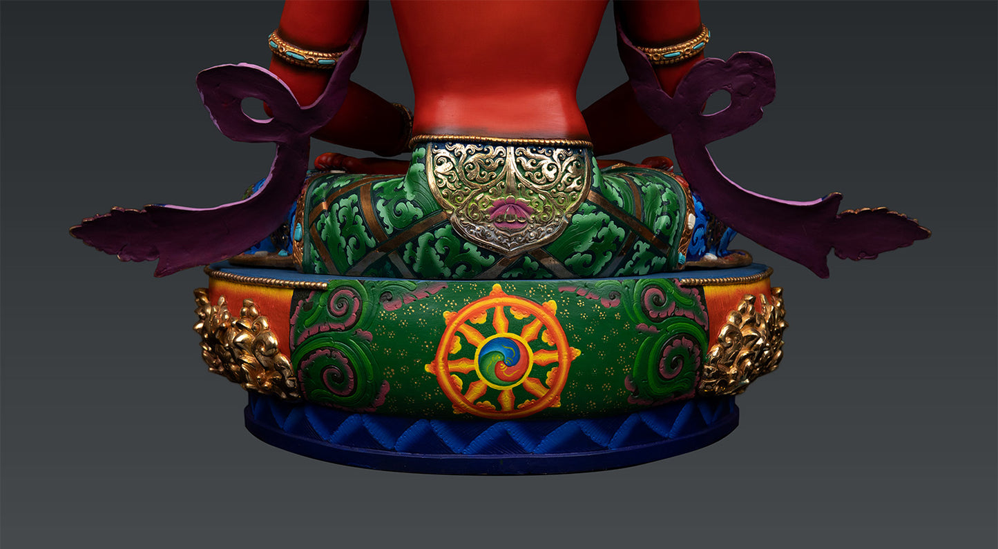 Unique Tibetan Buddhism Lord Aparamita Amitayus Buddha Pure Copper Hand Paint Statue Sculpture Nepal free 139