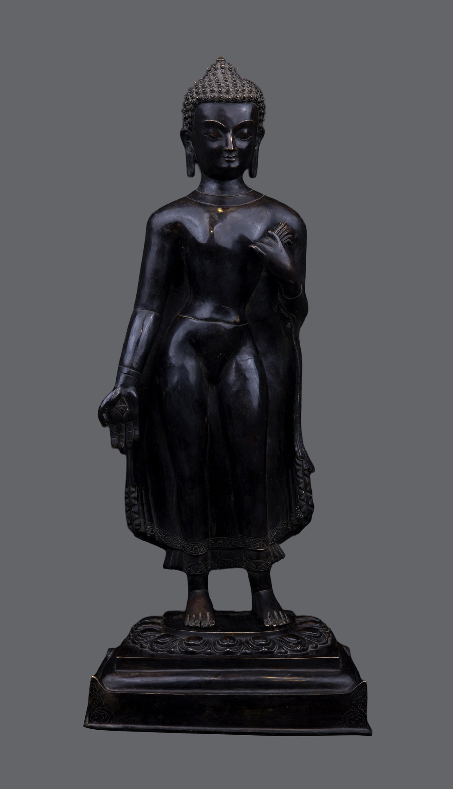 Tibetan Buddhism Standing Lord Buddha Bodhisattva Copper Oxide Statue Sculpture Figure Nepal free