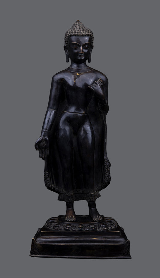 Tibetan Buddhism Standing Lord Buddha Bodhisattva Copper Oxide Statue Sculpture Figure Nepal free
