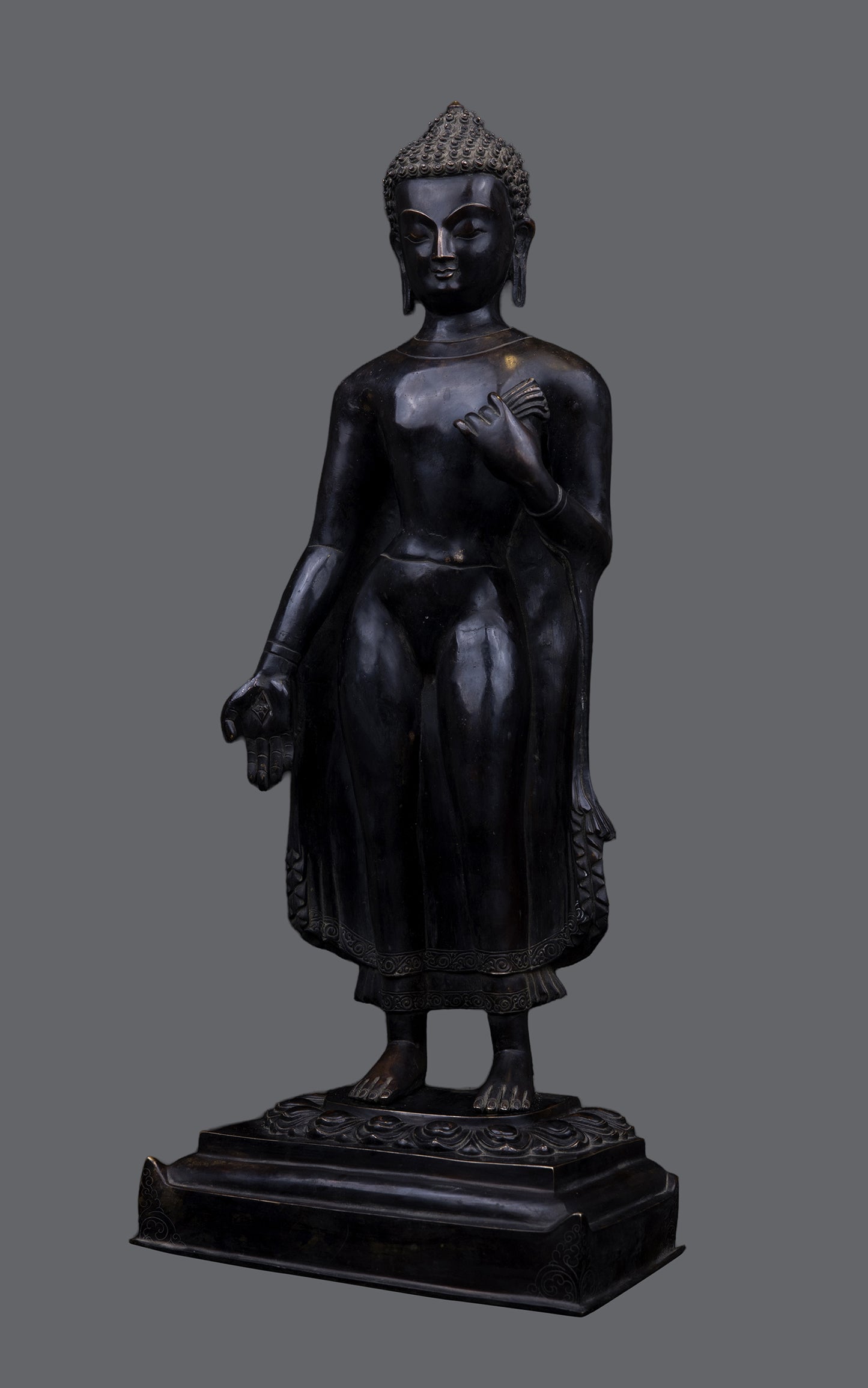 Tibetan Buddhism Standing Lord Buddha Bodhisattva Copper Oxide Statue Sculpture Figure Nepal free