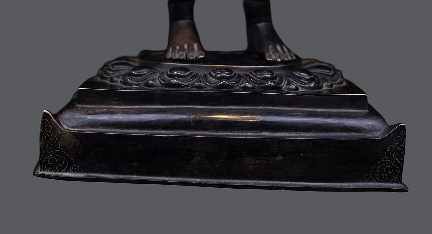 Tibetan Buddhism Standing Lord Buddha Bodhisattva Copper Oxide Statue Sculpture Figure Nepal free