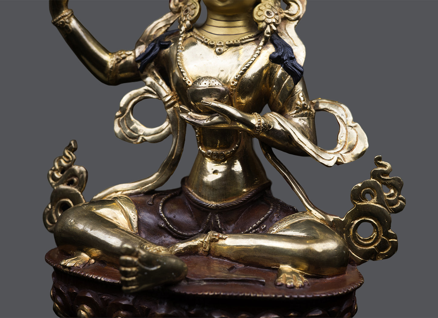 Tibetan Buddhism Guru Sherab Chamma Gold Face Paint Copper Sculpture Statue Figure Nepal free