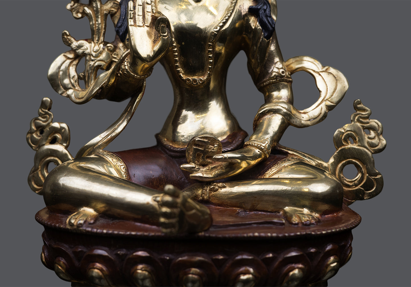 Tibetan Buddhism 24K Gold Face Tsewang Rinzin Hand Craved Copper Statue Sculpture Figure Nepal free