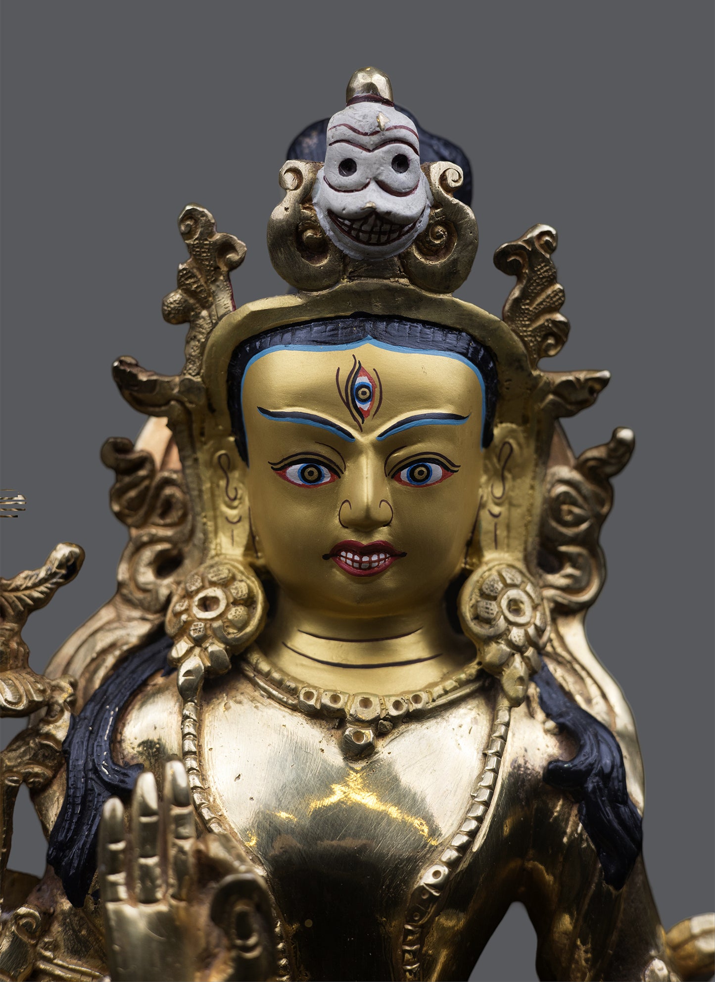Tibetan Buddhism 24K Gold Face Tsewang Rinzin Hand Craved Copper Statue Sculpture Figure Nepal free