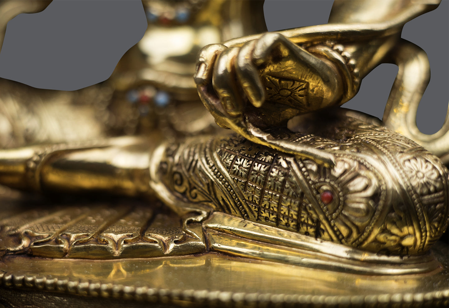 Unique Tibetan Buddhism Lord Manjushri Gold Plated Pure Copper Statue Sculpture Figure Nepal free