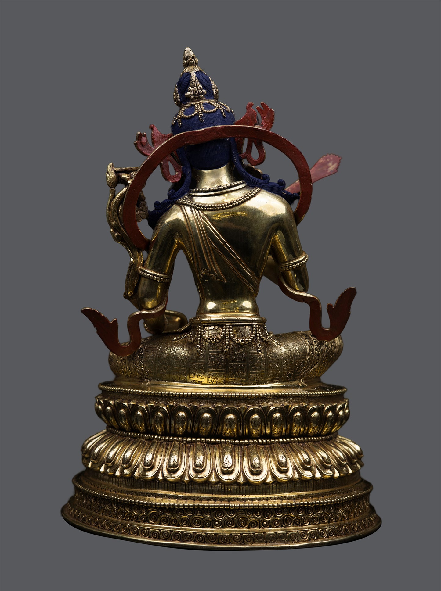 Unique Tibetan Buddhism Lord Manjushri Gold Plated Pure Copper Statue Sculpture Figure Nepal free