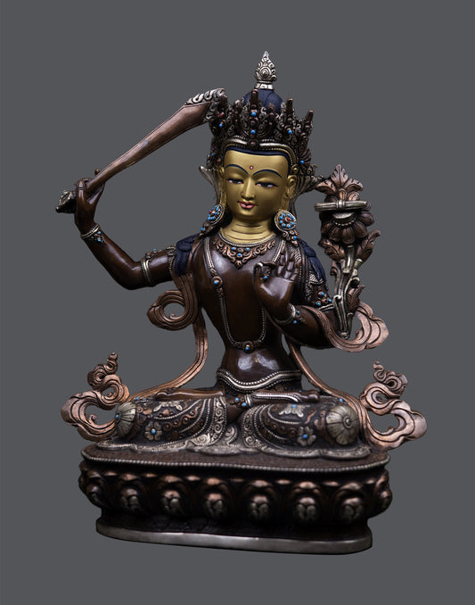 Tibetan Buddhism 24K Gold Paint Face Lord Vajra sattva Oxide Pure Copper Statue Sculpture Figure free