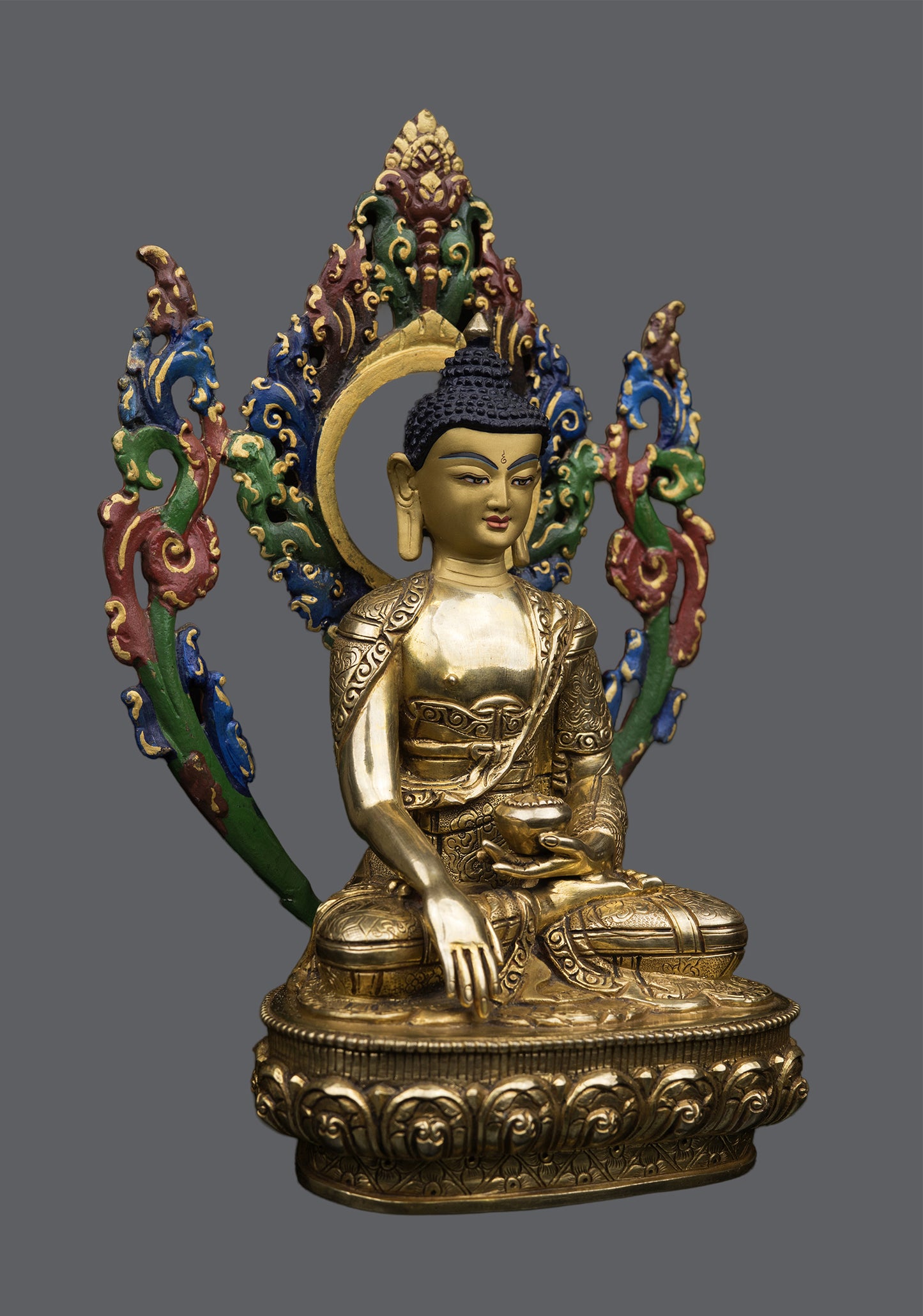 Buddhism Lord Shakyamuni Buddha 8 Auspicious Lucky Sign Pure Copper Gold Statue Sculpture Figure Nepal free