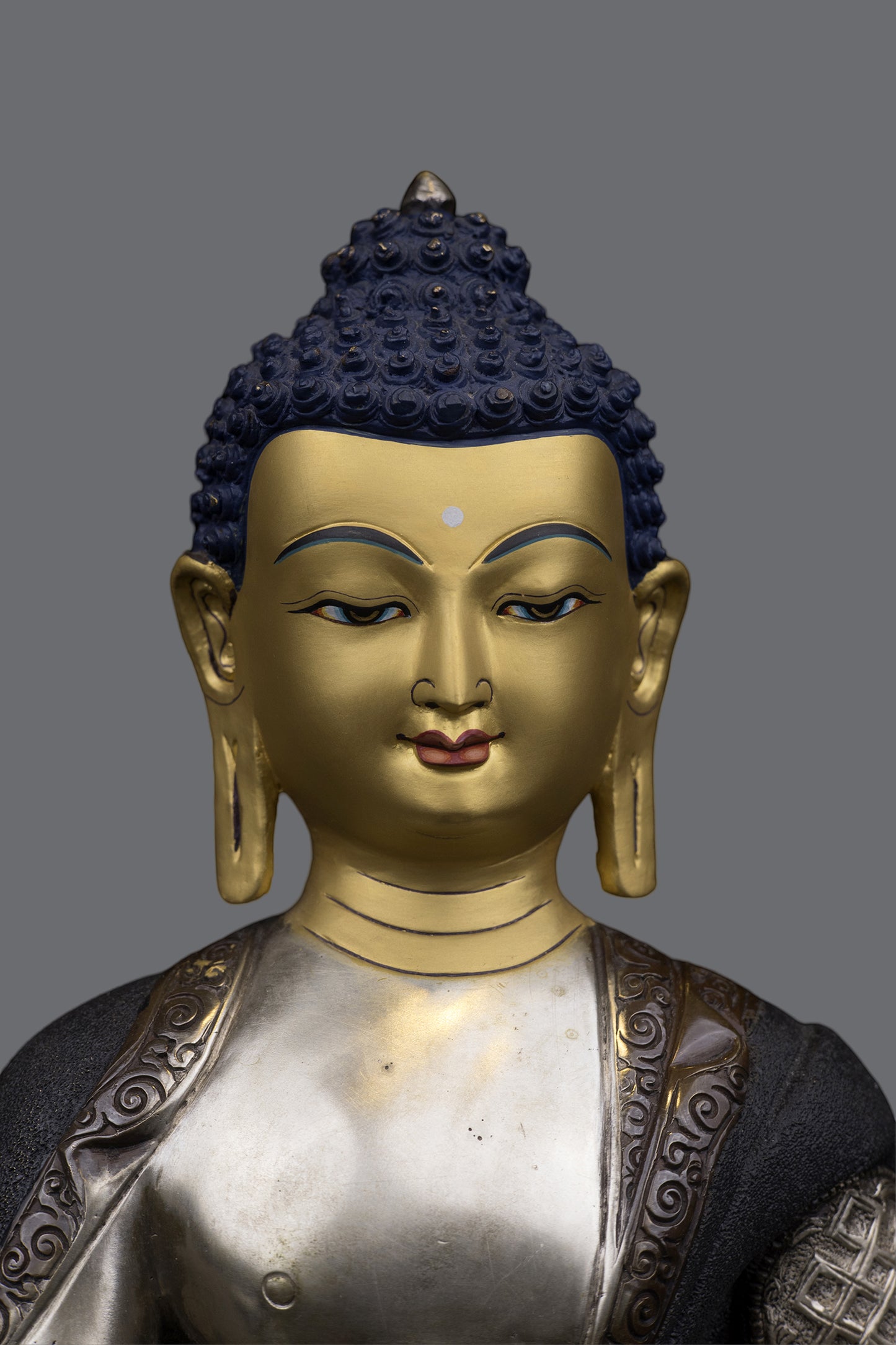 Tibetan Buddhism 24K Gold Face Lord Medicine Buddha Bhaisajya Guru Copper Statue Sculpture Figure Nepal free