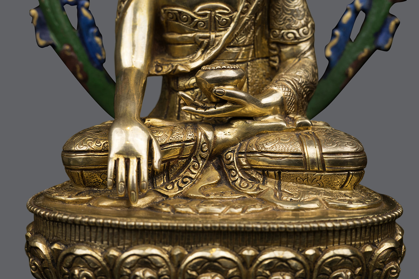 Buddhism Lord Shakyamuni Buddha 8 Auspicious Lucky Sign Pure Copper Gold Statue Sculpture Figure Nepal free