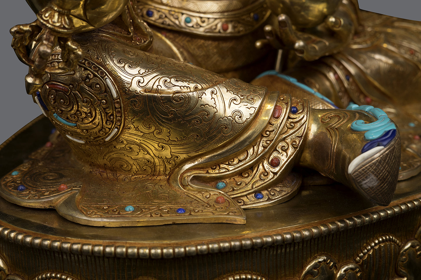 Unique 24K Gold Face Hand Painting Tibetan Buddhism Guru Rinpoche Padmasambhava Pure Copper Statue Sculpture Figure Nepal free