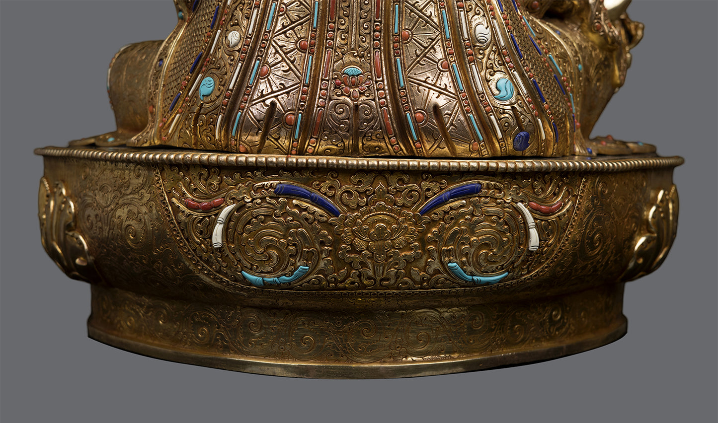 Unique 24K Gold Face Hand Painting Tibetan Buddhism Guru Rinpoche Padmasambhava Pure Copper Statue Sculpture Figure Nepal free