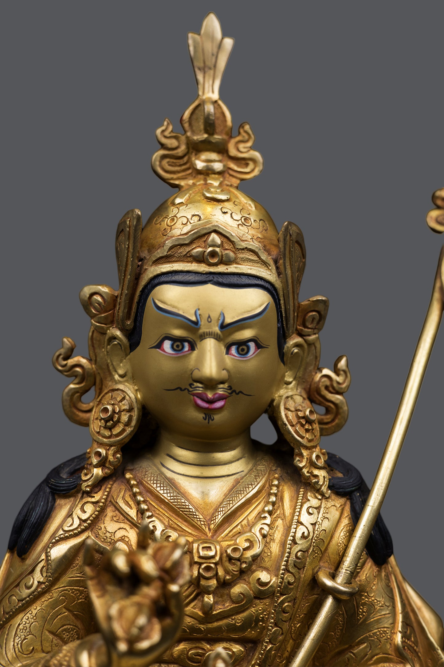 Tibetan Buddhism 24K Gold Face Painting Guru Choke Dorje Copper Statue Sculpture Figure Nepal free