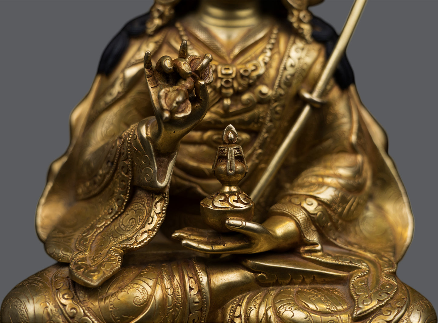 Tibetan Buddhism 24K Gold Face Painting Guru Choke Dorje Copper Statue Sculpture Figure Nepal free