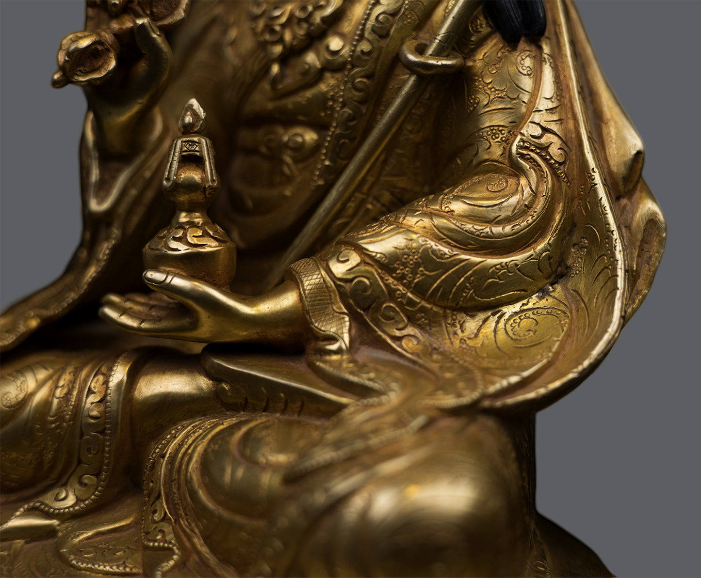 Tibetan Buddhism 24K Gold Face Painting Guru Choke Dorje Copper Statue Sculpture Figure Nepal free