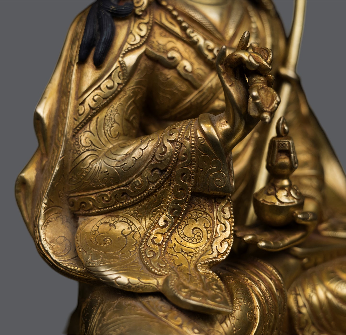 Tibetan Buddhism 24K Gold Face Painting Guru Choke Dorje Copper Statue Sculpture Figure Nepal free