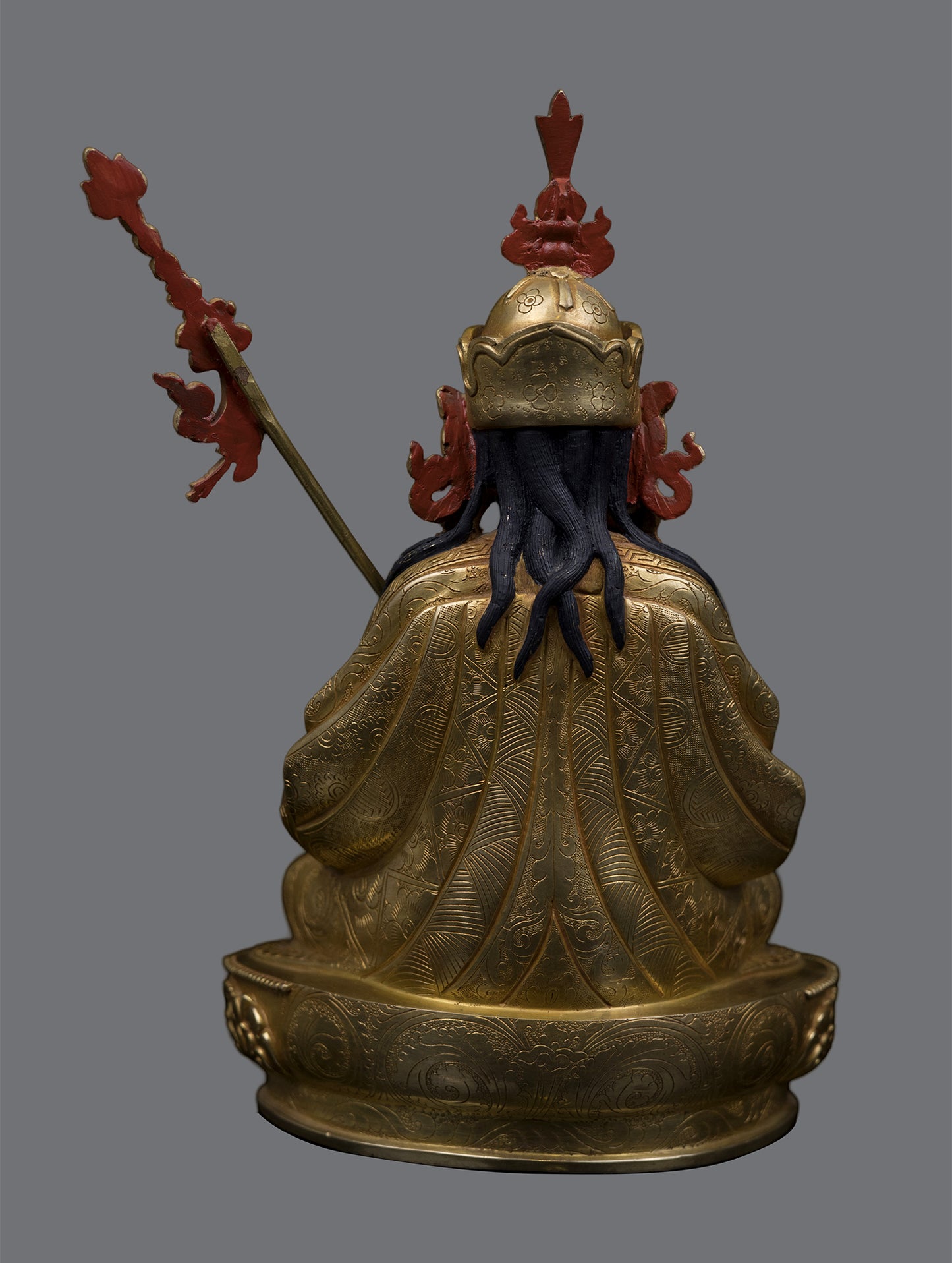 Tibetan Buddhism 24K Gold Face Painting Guru Choke Dorje Copper Statue Sculpture Figure Nepal free