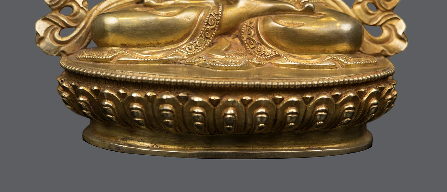 Tibetan Buddhism Lord Chenrezig Khacheri 24K Gold Face Painting Pure Copper Statue Sculpture Figure Nepal free