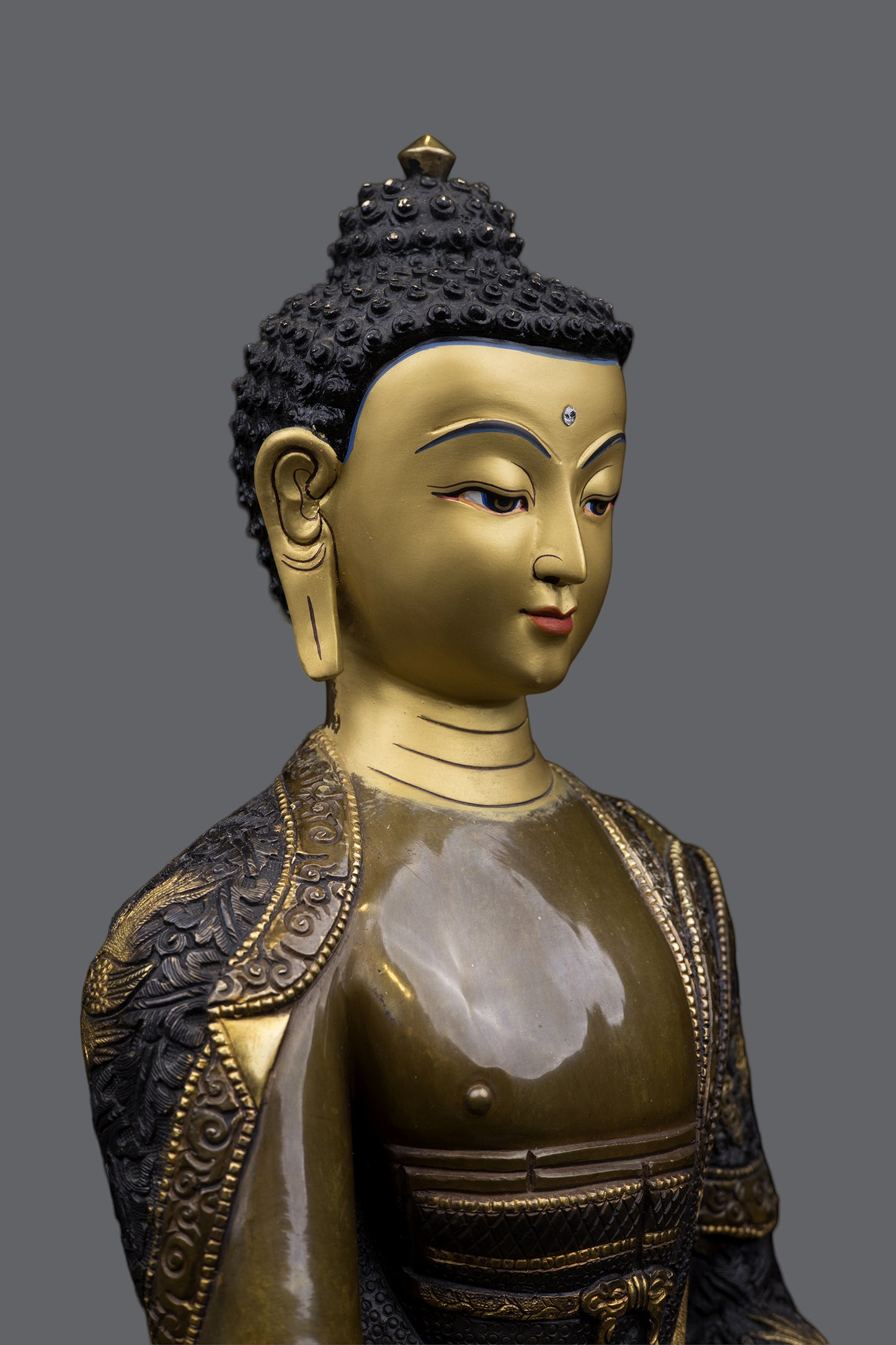 Buddhism Lord Shakyamuni Buddha Hand Craved Pure Copper Gold Plated Statue Sculpture Figure Nepal free