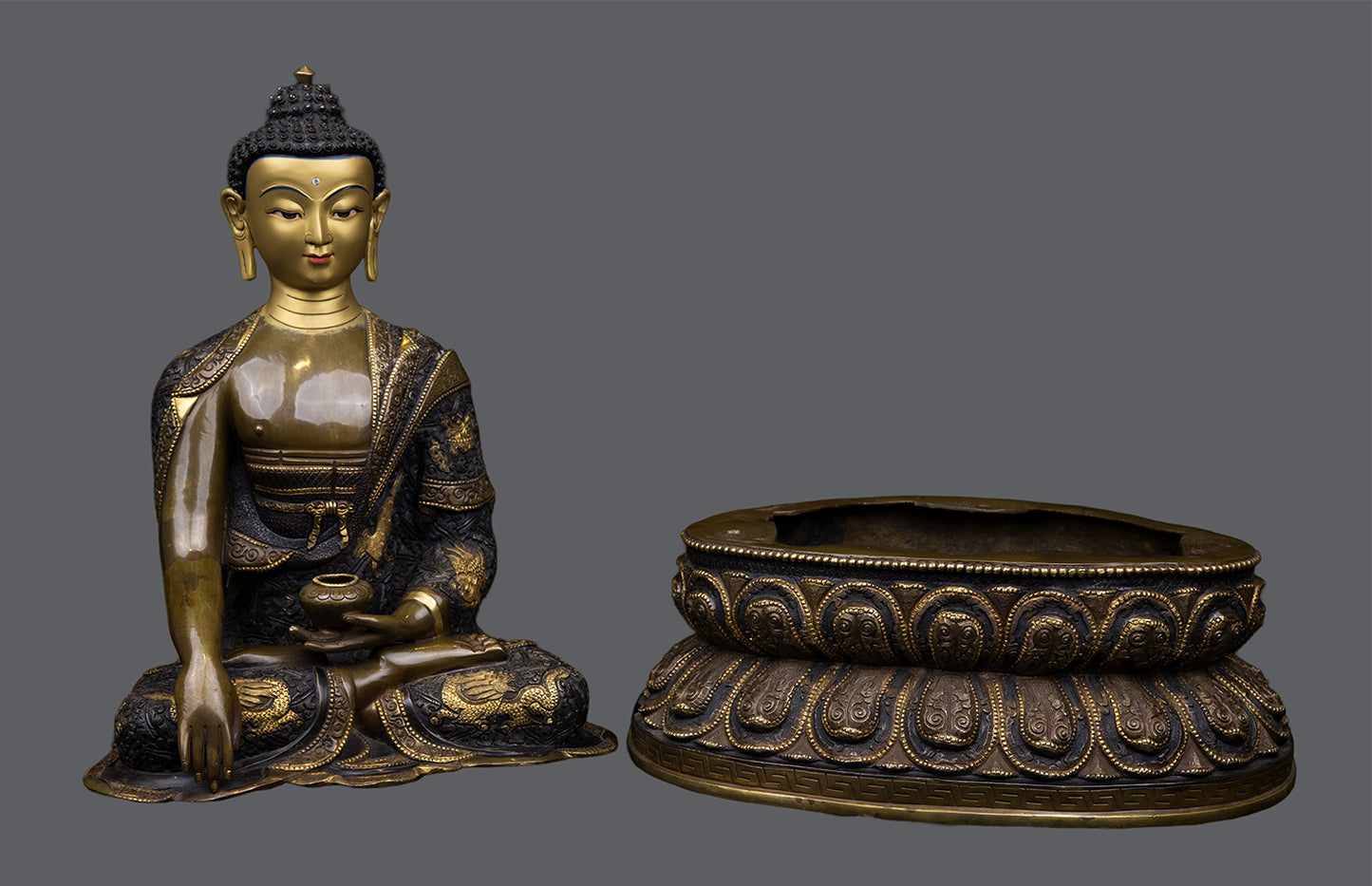 Buddhism Lord Shakyamuni Buddha Hand Craved Pure Copper Gold Plated Statue Sculpture Figure Nepal free