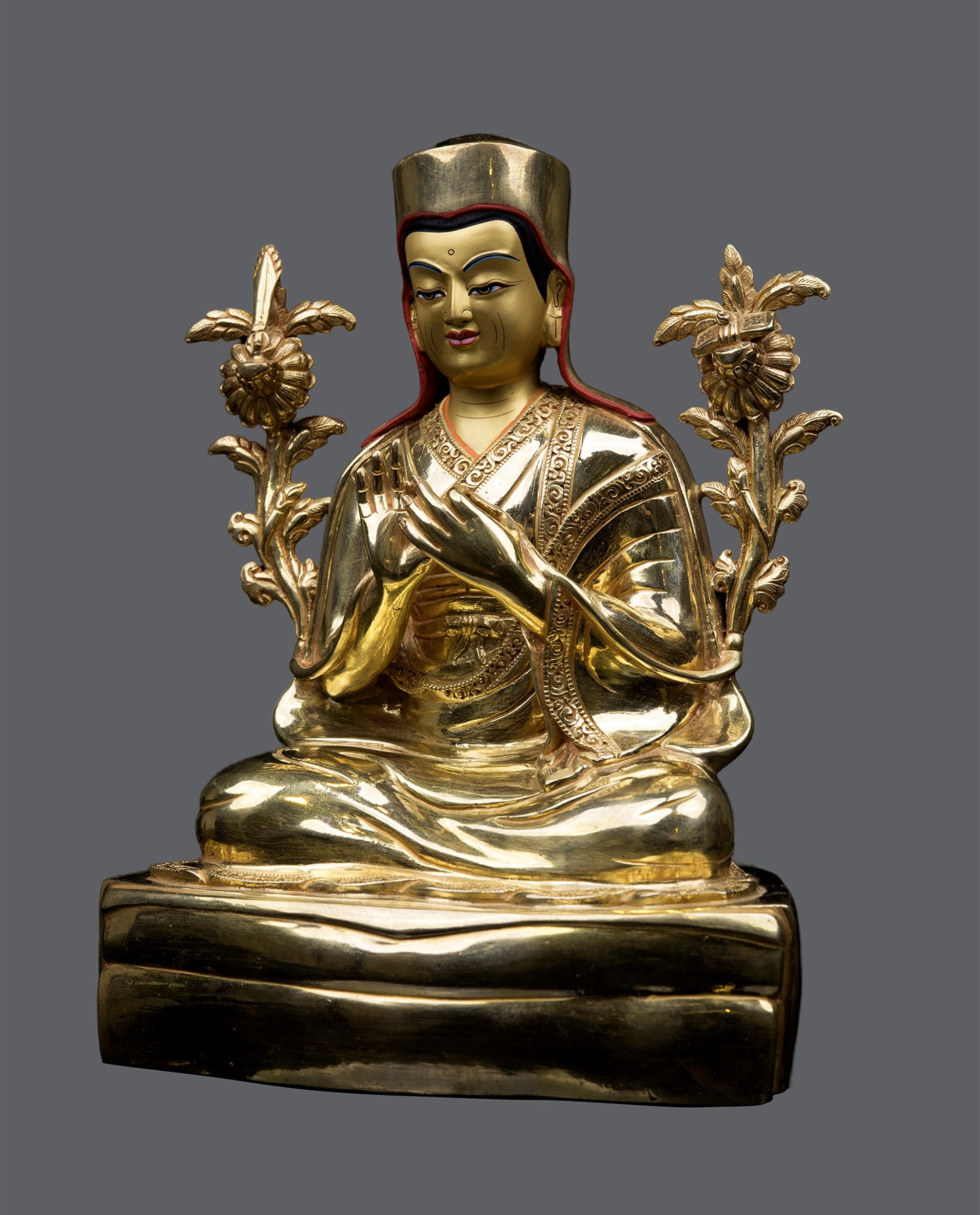 Tibetan Buddhism spiritual leader Sakya Pandita Kunga Gyaltsen Gold Plated Copper Statue Sculpture Figure Nepal free