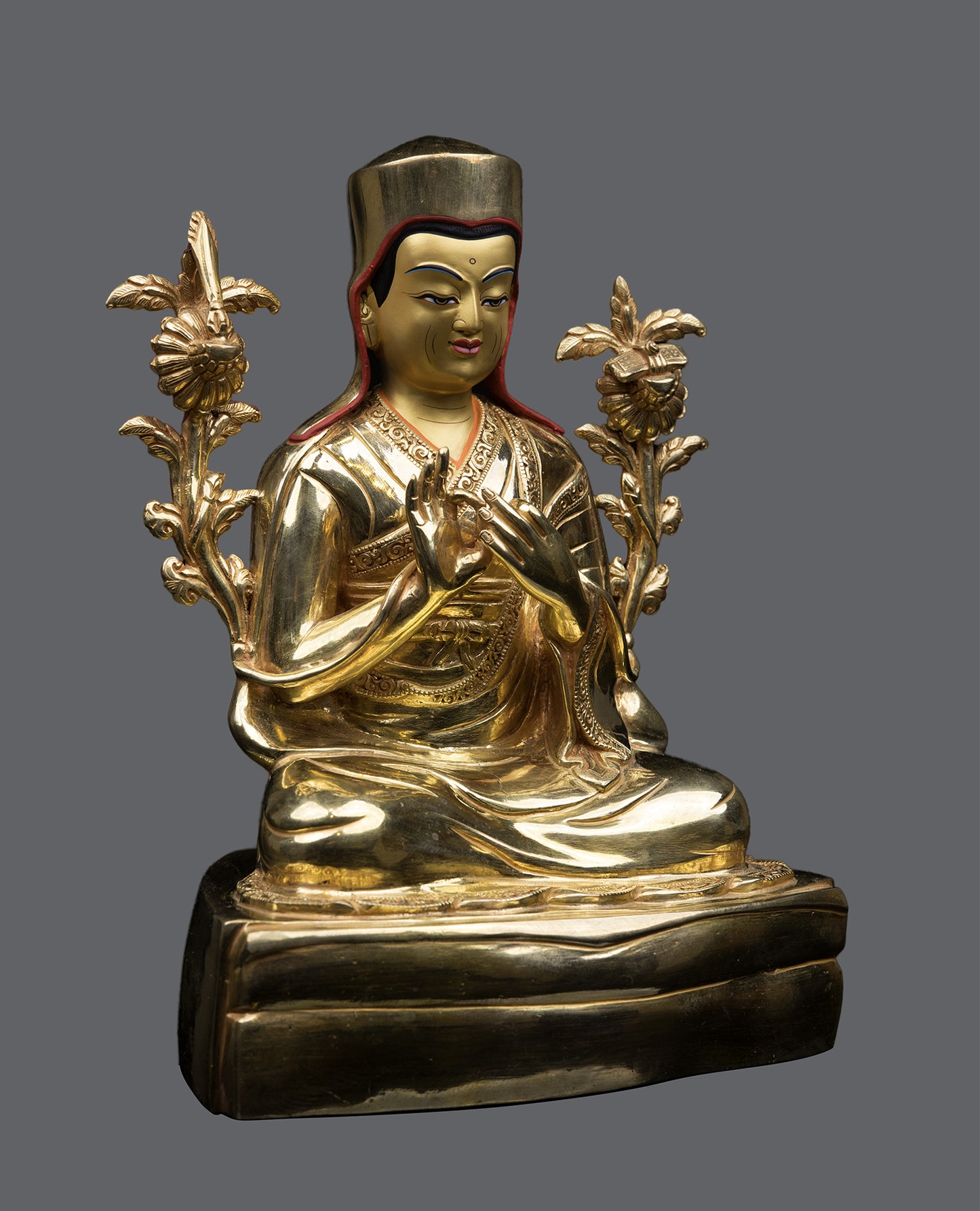 Tibetan Buddhism spiritual leader Sakya Pandita Kunga Gyaltsen Gold Plated Copper Statue Sculpture Figure Nepal free