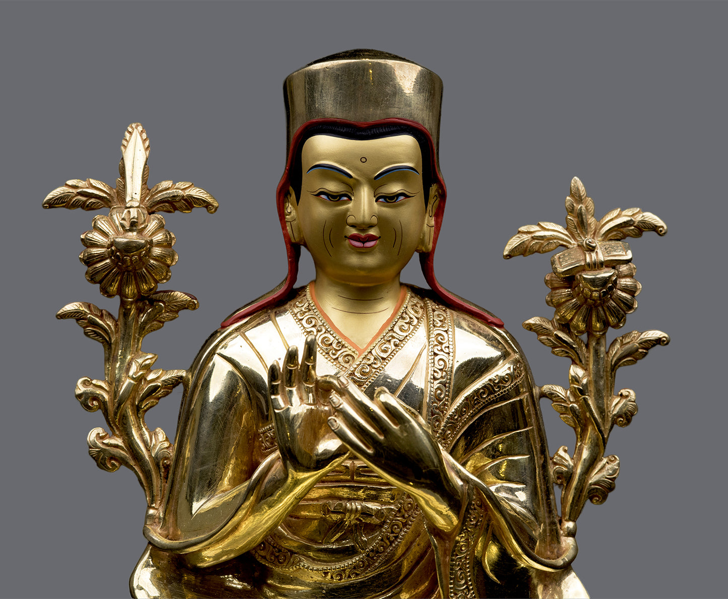 Tibetan Buddhism spiritual leader Sakya Pandita Kunga Gyaltsen Gold Plated Copper Statue Sculpture Figure Nepal free
