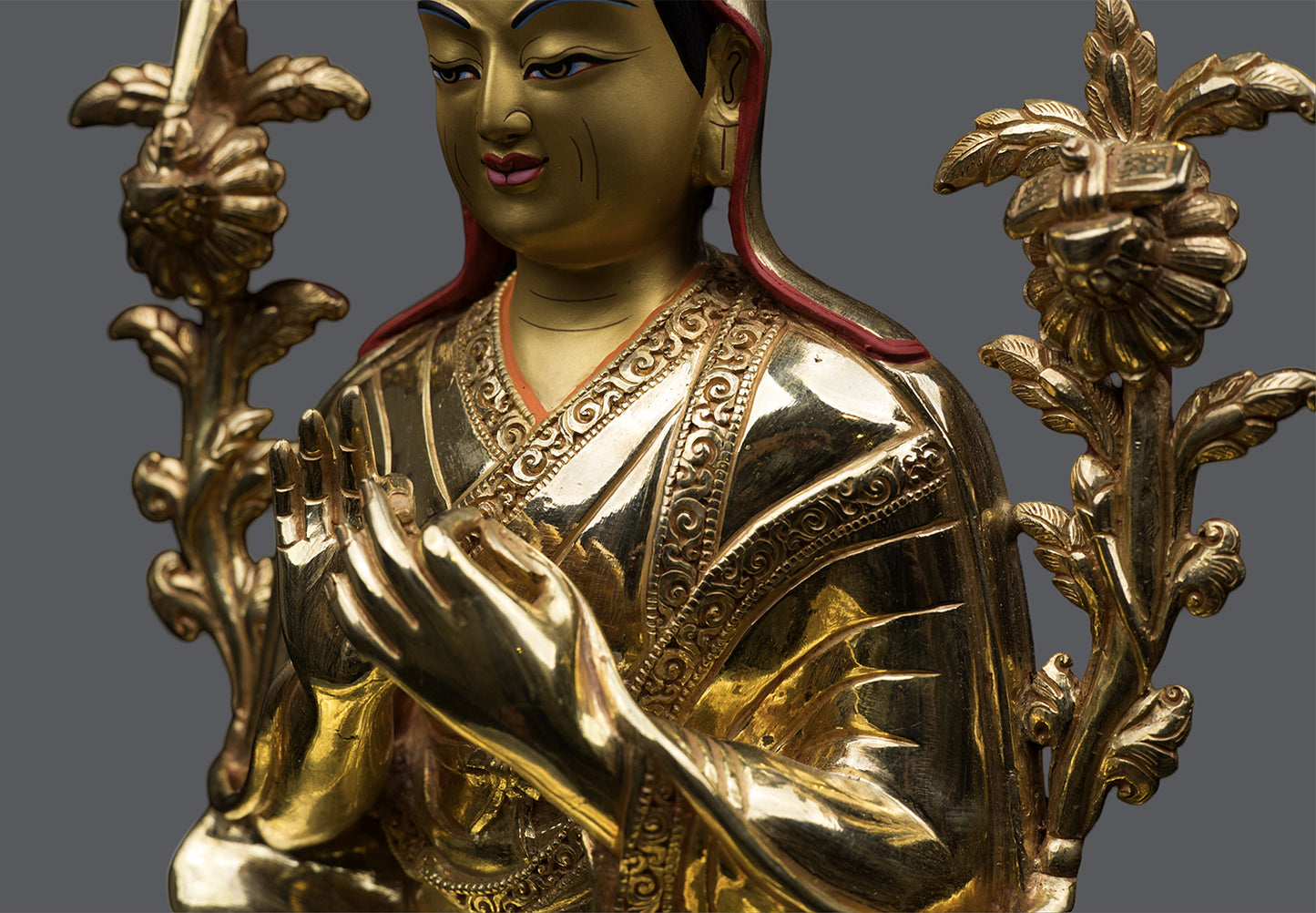 Tibetan Buddhism spiritual leader Sakya Pandita Kunga Gyaltsen Gold Plated Copper Statue Sculpture Figure Nepal free