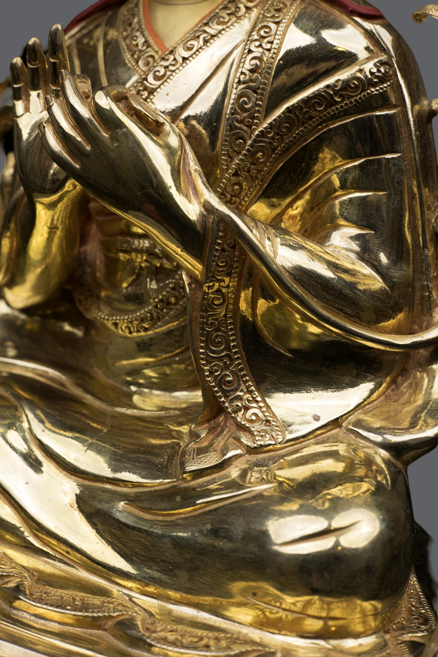 Tibetan Buddhism spiritual leader Sakya Pandita Kunga Gyaltsen Gold Plated Copper Statue Sculpture Figure Nepal free