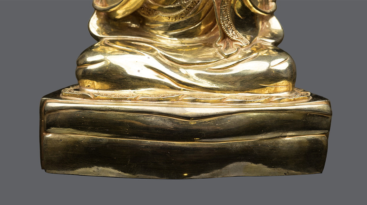 Tibetan Buddhism spiritual leader Sakya Pandita Kunga Gyaltsen Gold Plated Copper Statue Sculpture Figure Nepal free