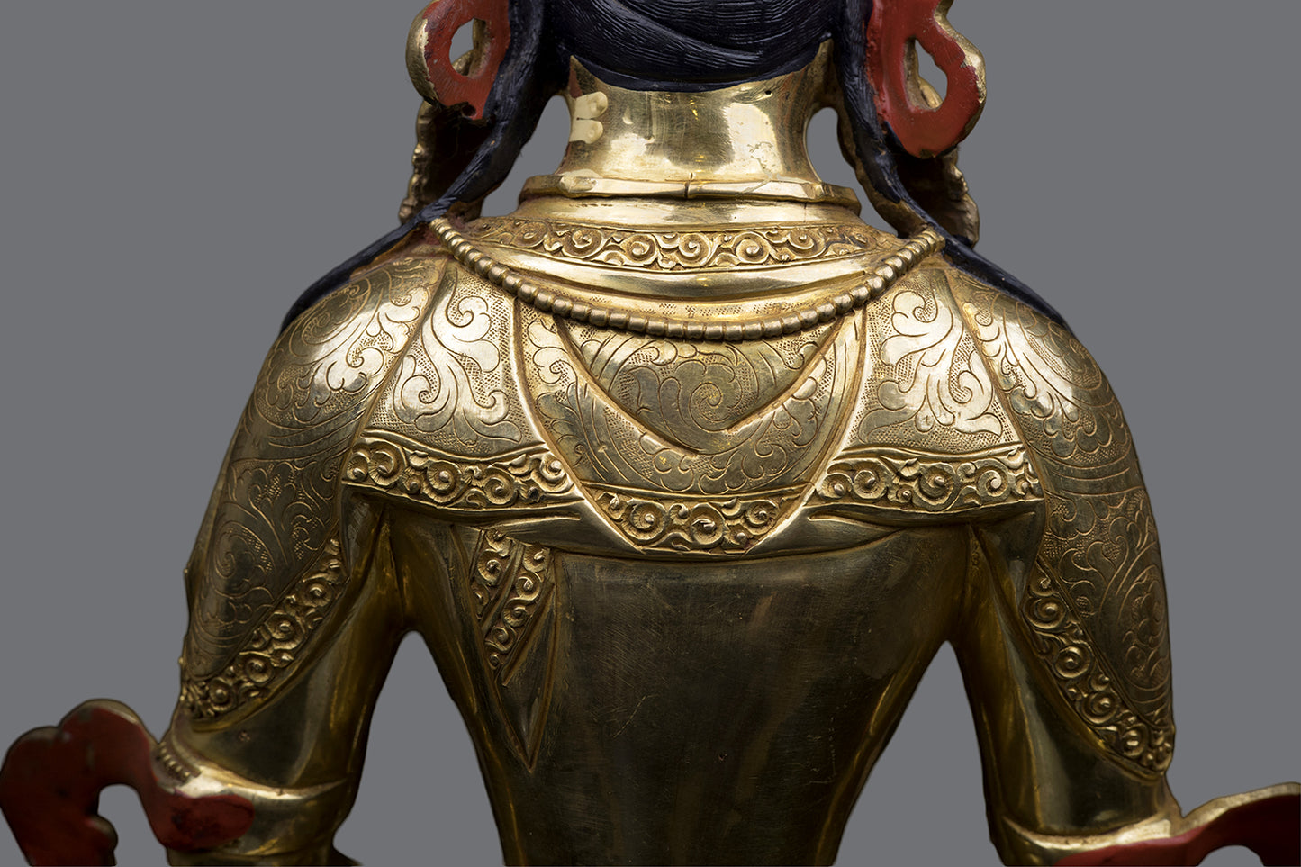Tibetan Buddhism Gold Face Hand Painting Lord Aparimita Amitayus Buddha Pure Copper Statue Sculpture Figure Nepal free